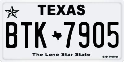 TX license plate BTK7905