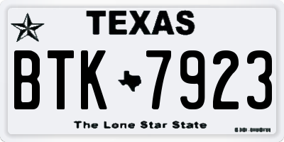 TX license plate BTK7923