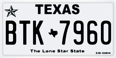 TX license plate BTK7960