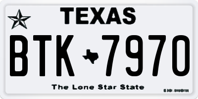 TX license plate BTK7970
