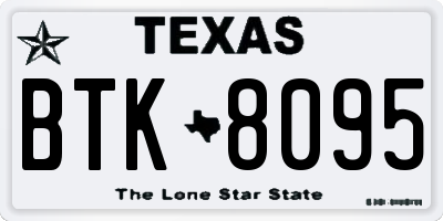 TX license plate BTK8095