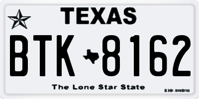 TX license plate BTK8162