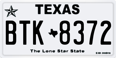 TX license plate BTK8372