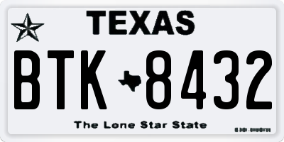 TX license plate BTK8432