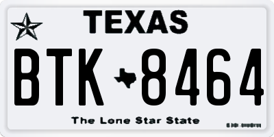 TX license plate BTK8464