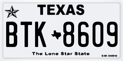 TX license plate BTK8609
