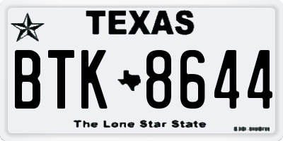 TX license plate BTK8644