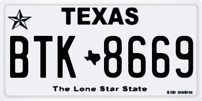 TX license plate BTK8669