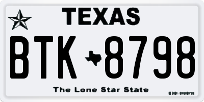 TX license plate BTK8798