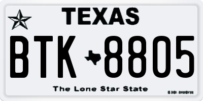 TX license plate BTK8805