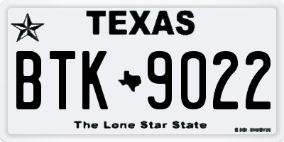 TX license plate BTK9022