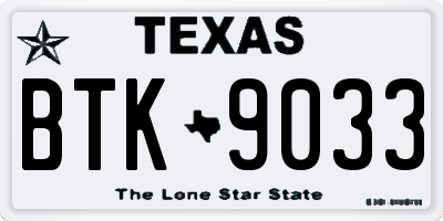 TX license plate BTK9033