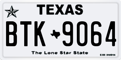 TX license plate BTK9064