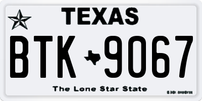 TX license plate BTK9067