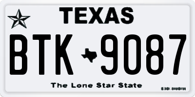 TX license plate BTK9087