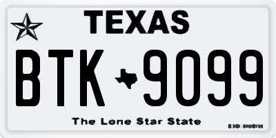 TX license plate BTK9099