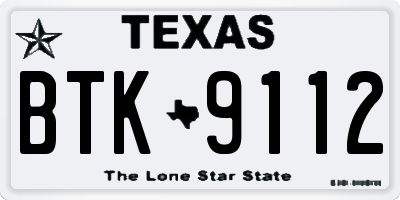 TX license plate BTK9112