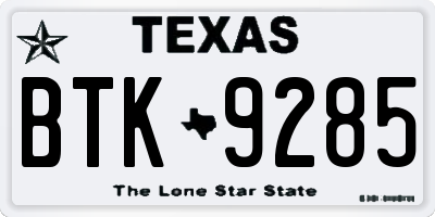 TX license plate BTK9285