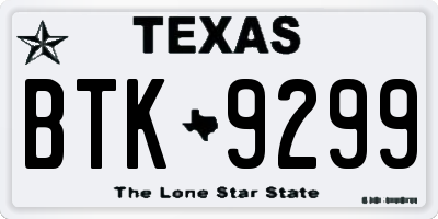 TX license plate BTK9299