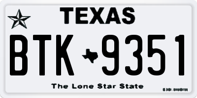 TX license plate BTK9351