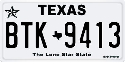 TX license plate BTK9413