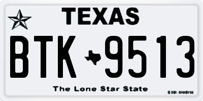 TX license plate BTK9513