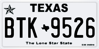 TX license plate BTK9526