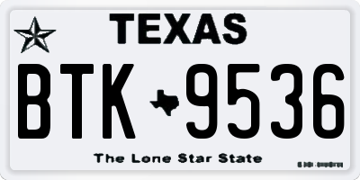 TX license plate BTK9536