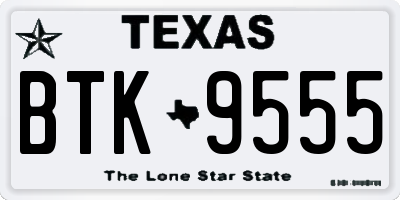 TX license plate BTK9555