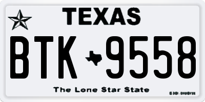TX license plate BTK9558