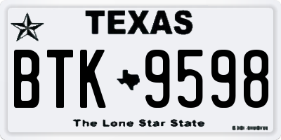 TX license plate BTK9598