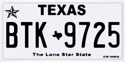 TX license plate BTK9725