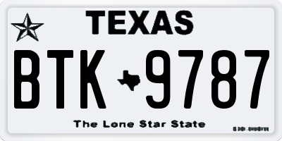 TX license plate BTK9787