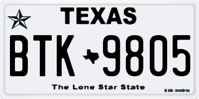 TX license plate BTK9805