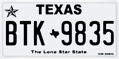 TX license plate BTK9835