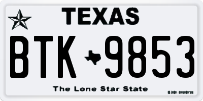 TX license plate BTK9853