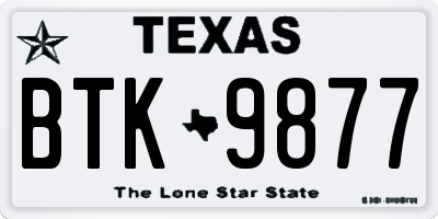 TX license plate BTK9877