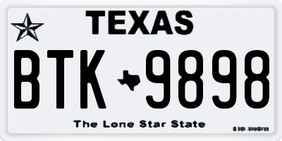 TX license plate BTK9898