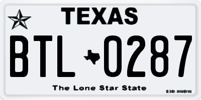 TX license plate BTL0287
