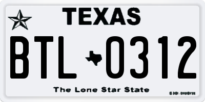 TX license plate BTL0312
