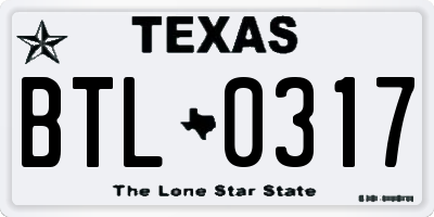TX license plate BTL0317