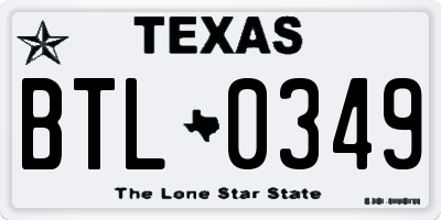 TX license plate BTL0349