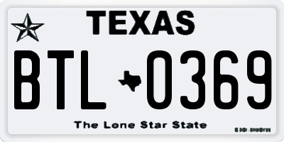 TX license plate BTL0369