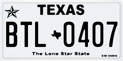 TX license plate BTL0407