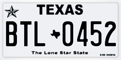 TX license plate BTL0452