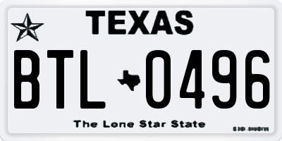 TX license plate BTL0496