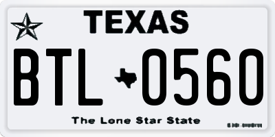 TX license plate BTL0560