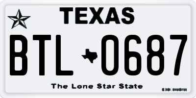 TX license plate BTL0687