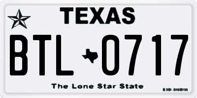 TX license plate BTL0717