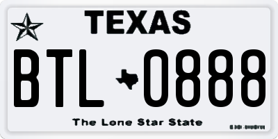 TX license plate BTL0888